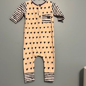 Rags to Raches Peach and Hearts Toddler Romper